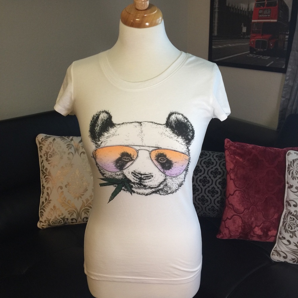 New Cute Panda Tshirt White Small Fast Shipping